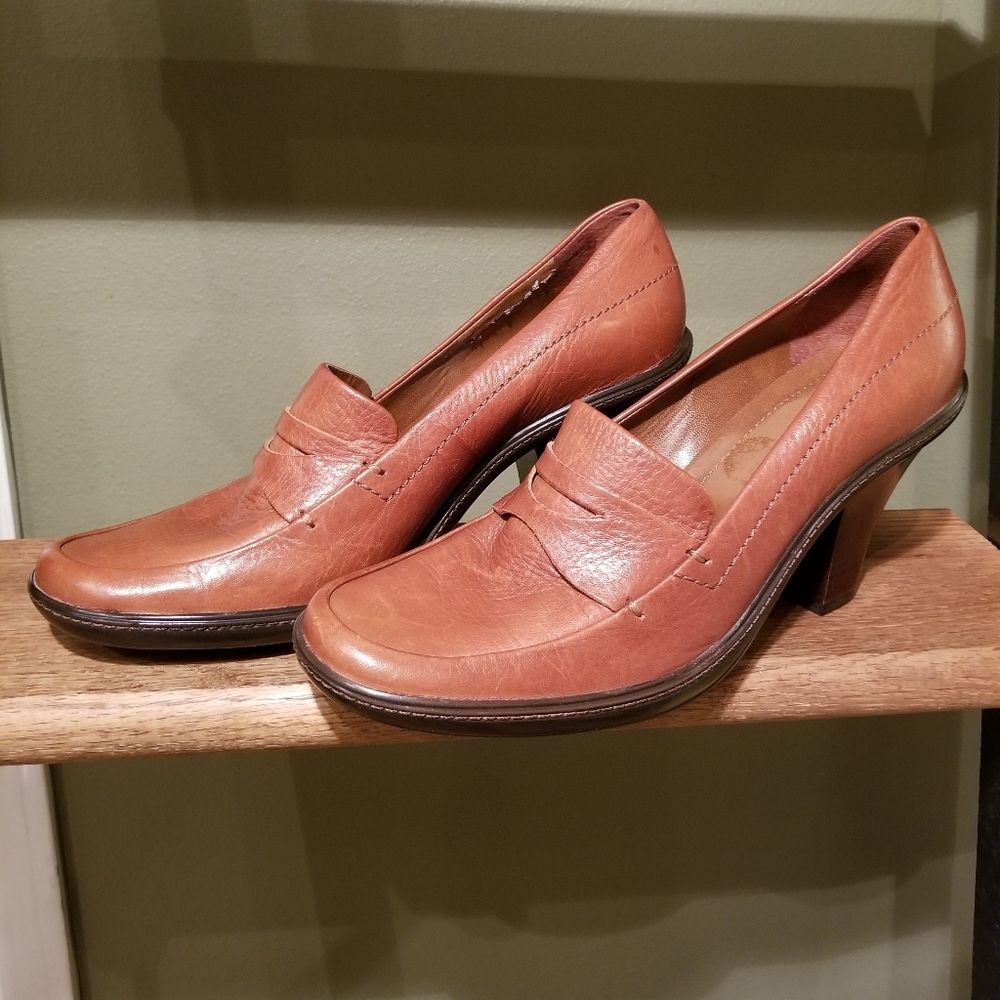 Franco Sarto Leather Women's Pump Heels Shoes Brown US 9.5m